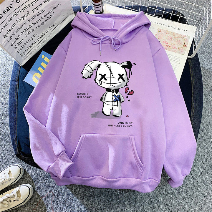 Ladies hooded sweatshirt with unique cartoon design and cozy inner lining Lisslune
