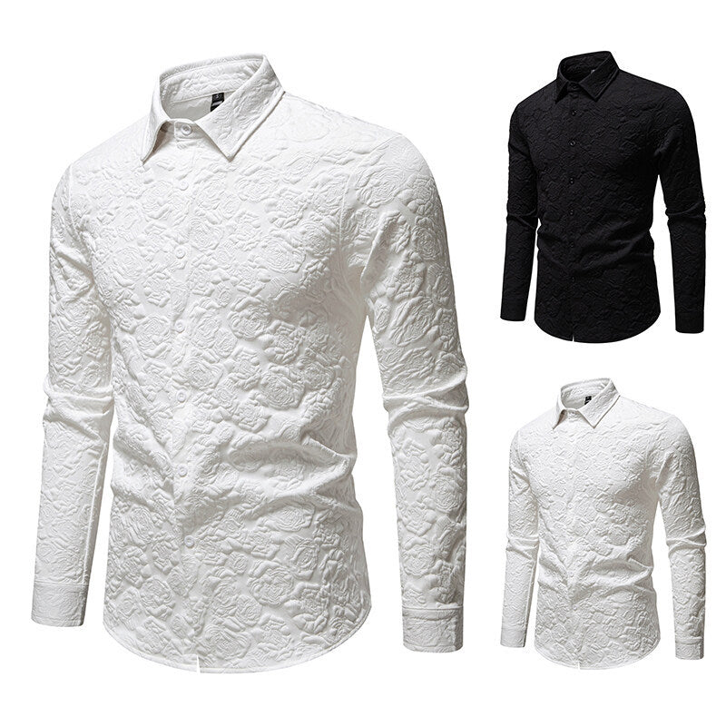 Men's long sleeve shirt with textured design Lisslune