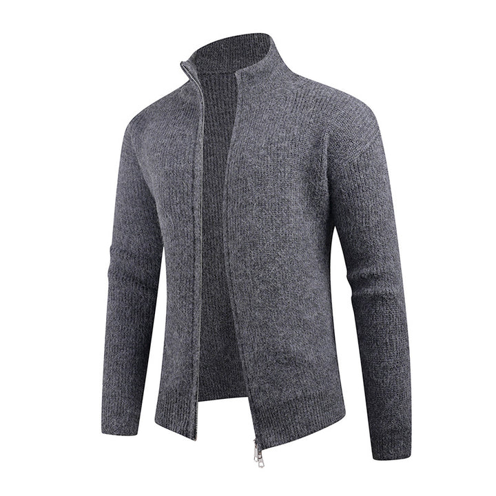 Men's sweater with high collar and decorative zipper Lisslune