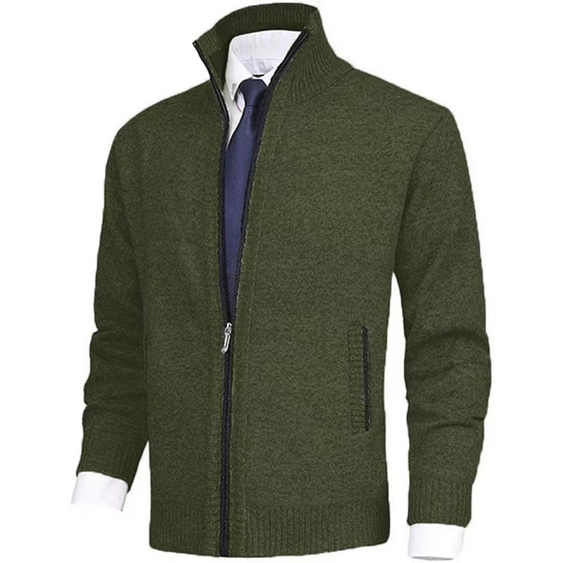 Men's fashionable cardigan with high collar and full-length zipper Lisslune