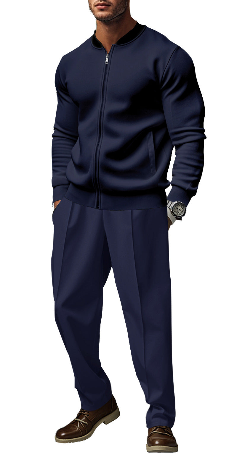 Men's sporty tracksuit with practical pockets and short zipper Lisslune