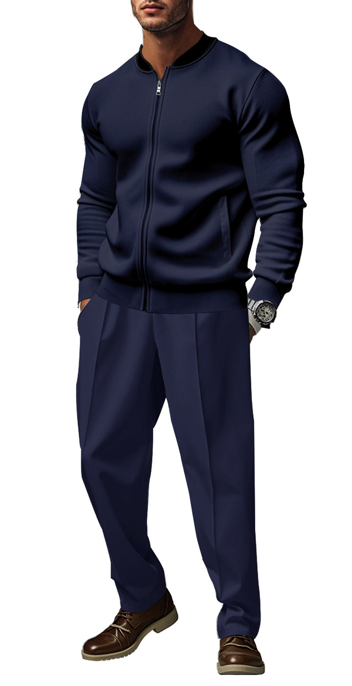 Men's sporty tracksuit with practical pockets and short zipper Lisslune