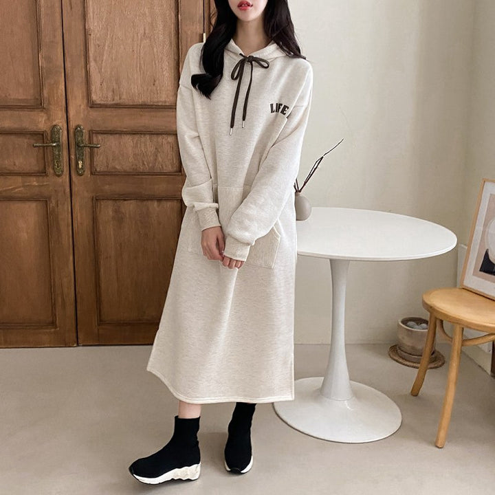Women’s Cozy Hoodie Dress with large print and comfortable fit Lisslune