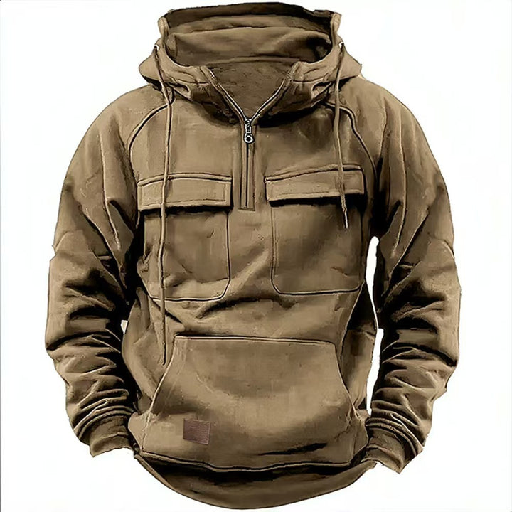 Men's hooded sweatshirt with practical pockets and full-length zipper Lisslune