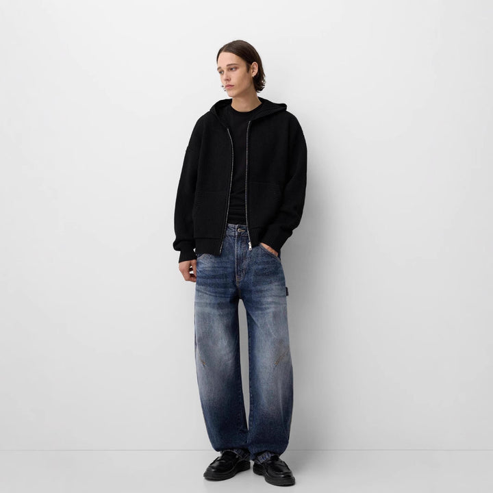 Ladies casual hoodie jacket with textured knit and full zip Lisslune