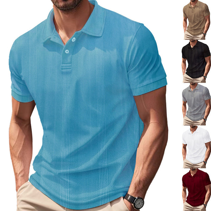 Men's stylish short-sleeve polo shirt with textured surface Lisslune