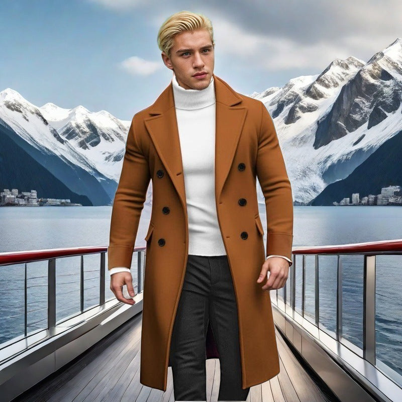 Men's elegant double-button coat with high collar Lisslune