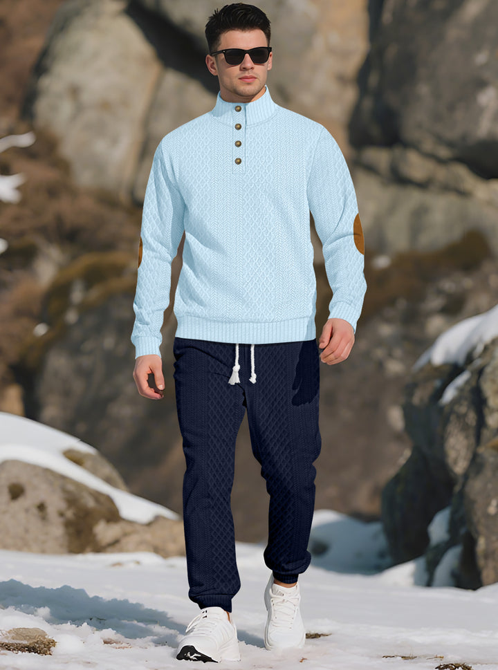 Men's Comfortable Knit Sweater with Stand-Up Collar and Trendy Buttons Lisslune