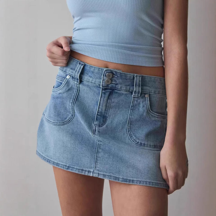 Women's denim mini skirt with high-quality pockets and modern fit Lisslune
