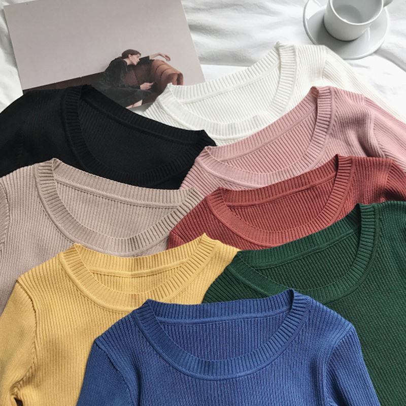 Women elegantly cut long sleeve top made of ribbed knit Lisslune