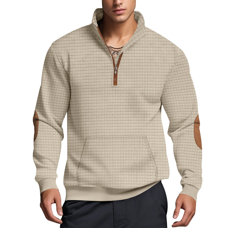 Men's structured fleece pullover with stylish stand-up collar Lisslune