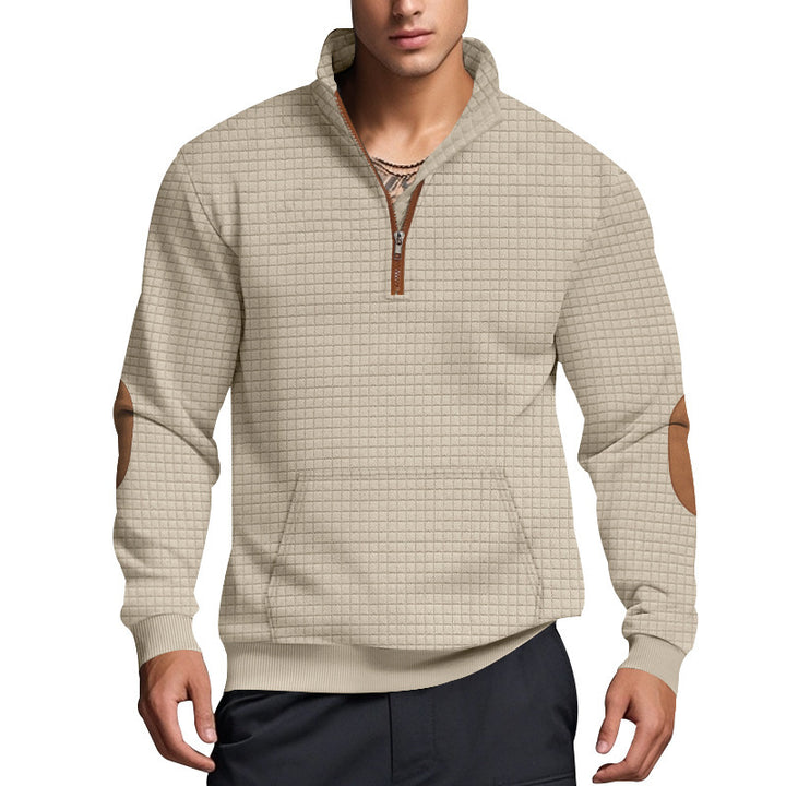 Men's structured fleece pullover with stylish stand-up collar Lisslune