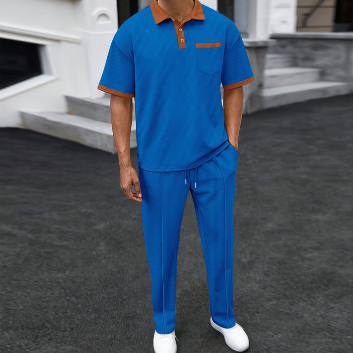 Men's sporty leisure set with contrast details and practical chest pocket Lisslune