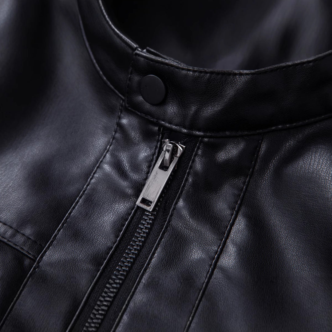 Men's stylish synthetic leather jacket with textured design and innovative details Lisslune