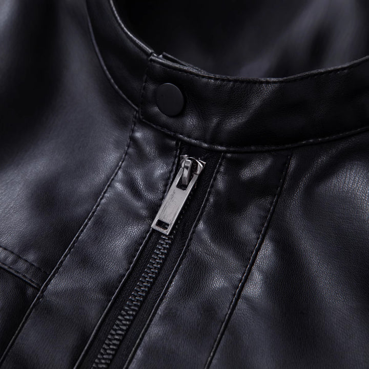 Men's stylish synthetic leather jacket with textured design and innovative details Lisslune