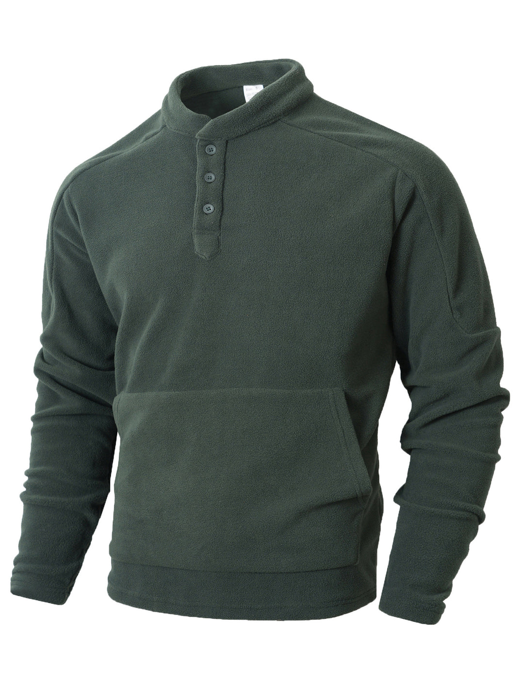 Men's fleece pullover with fashionable stand-up collar and practical button details Lisslune