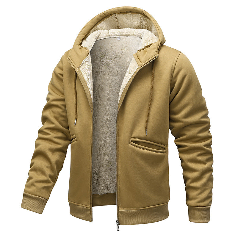 Men's warming fleece jacket with hood Lisslune
