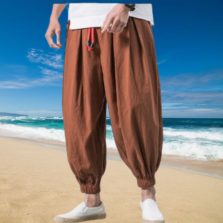 Men's loose casual pants with elastic waistband and practical pockets Lisslune