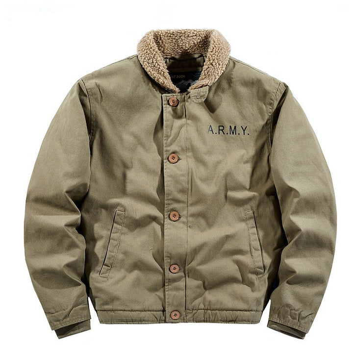 Men's Casual Bomber Jacket with Cozy Fleece Collar Lisslune