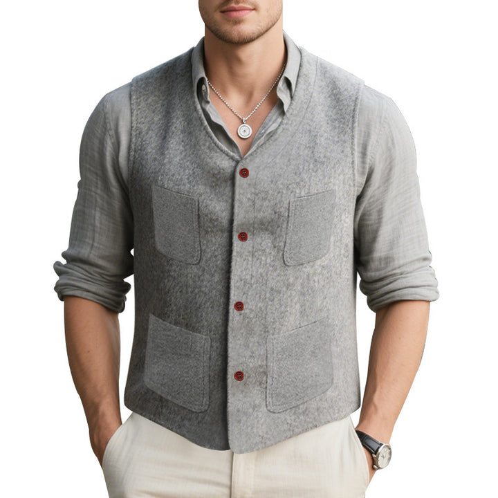 Men's sleeveless vest made of high-quality wool blend with practical pockets Lisslune