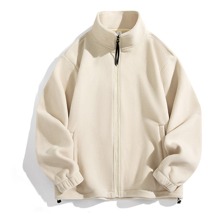 Men's Fleece Jacket with High Collar and Practical Pockets Lisslune