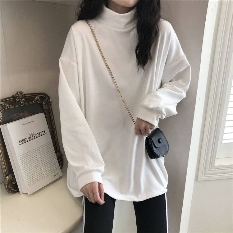 Women's long sleeve shirt with stand-up collar and sporty cut