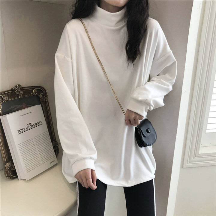 Women's long sleeve shirt with stand-up collar and sporty cut
