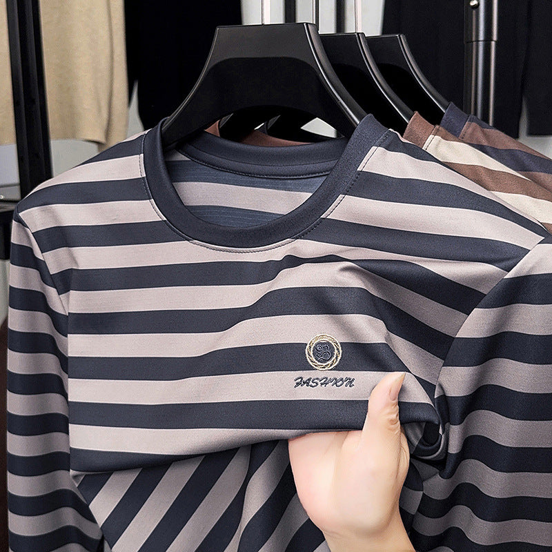 Men's Long Sleeve Shirt with Modern Stripe Pattern Lisslune