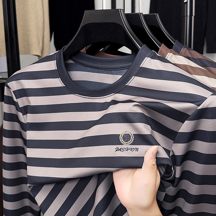 Men's Long Sleeve Shirt with Modern Stripe Pattern Lisslune