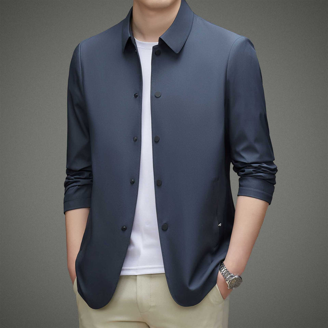 Men's Fashionable Transition Jacket with Breathable Fabric and Practical Snap Button Closure Lisslune