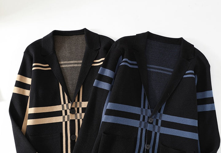Men's stylish cardigan with unique check pattern Lisslune