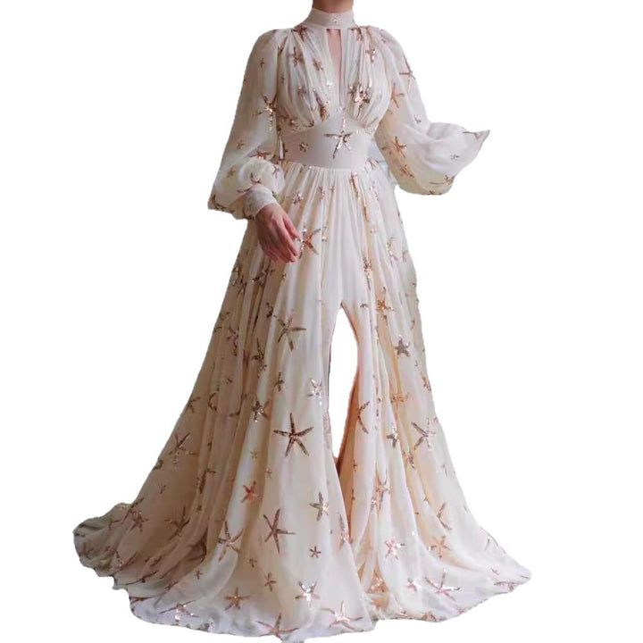 Women's Elegant Evening Dress with Opulent Transparency and Sparkling Sequins Lisslune