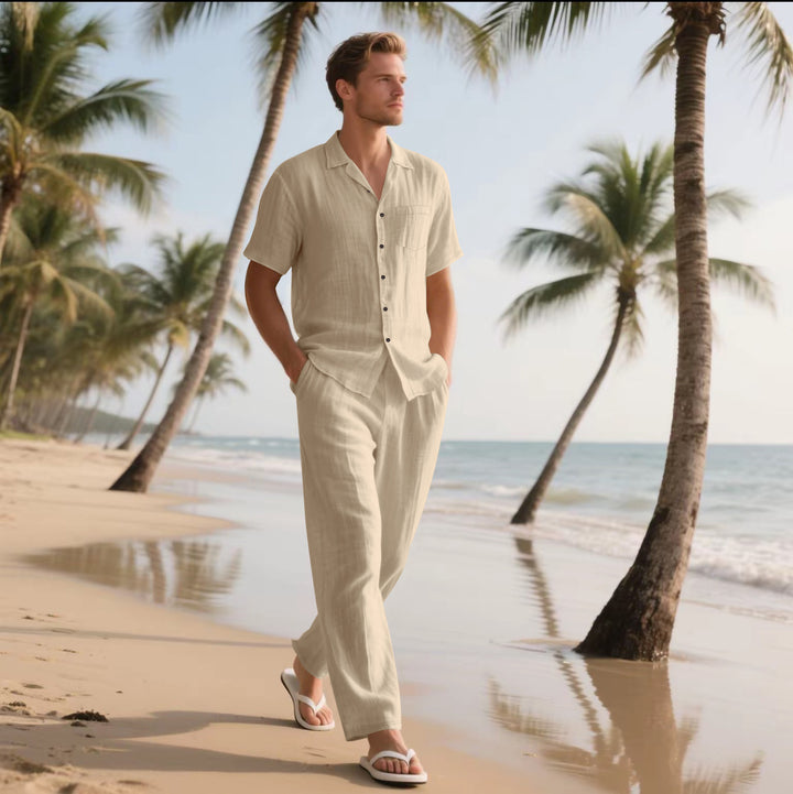 Men's airy summer set with modern shirt and comfortable pants Lisslune