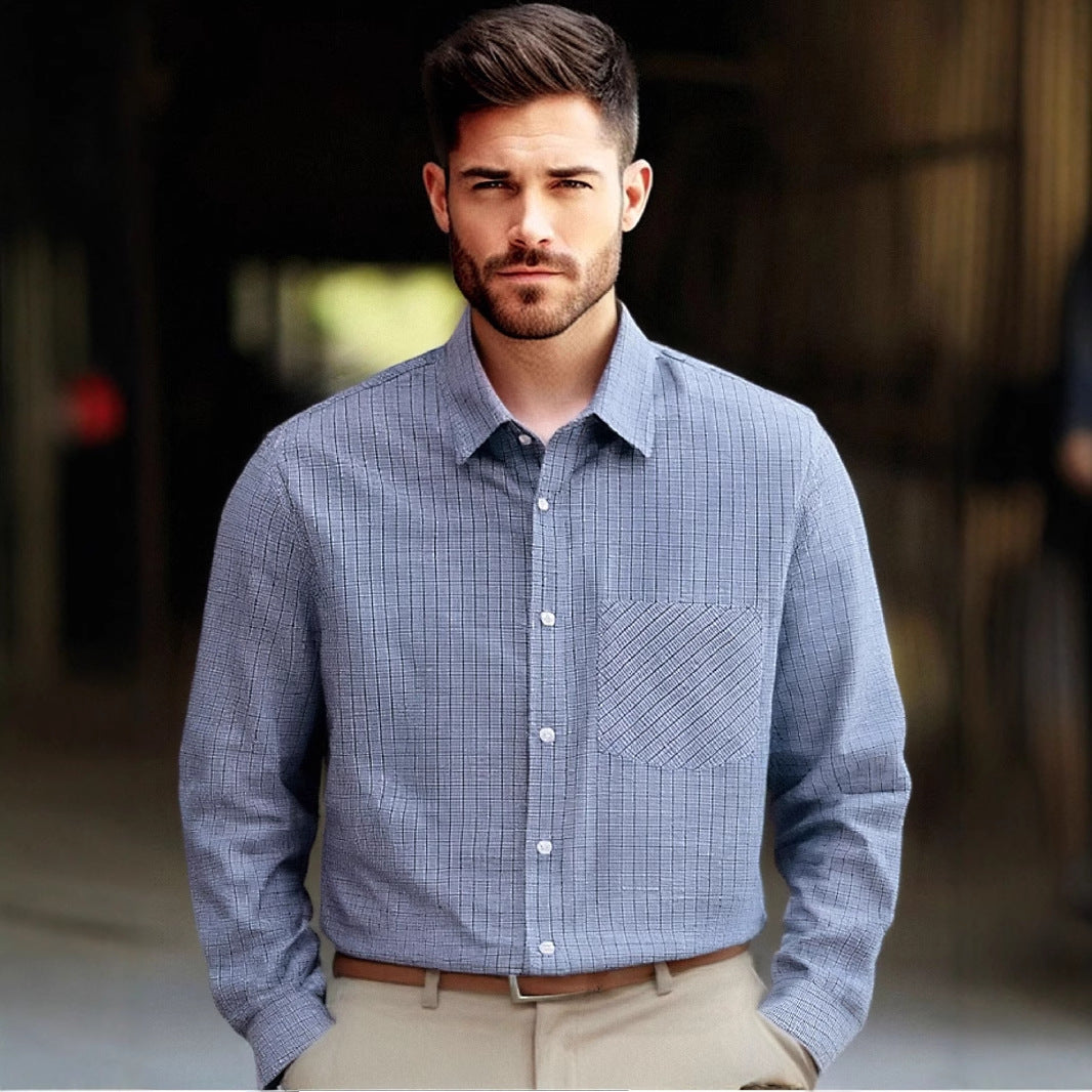 Men's checkered shirt with chest pocket made of high-quality cotton Lisslune