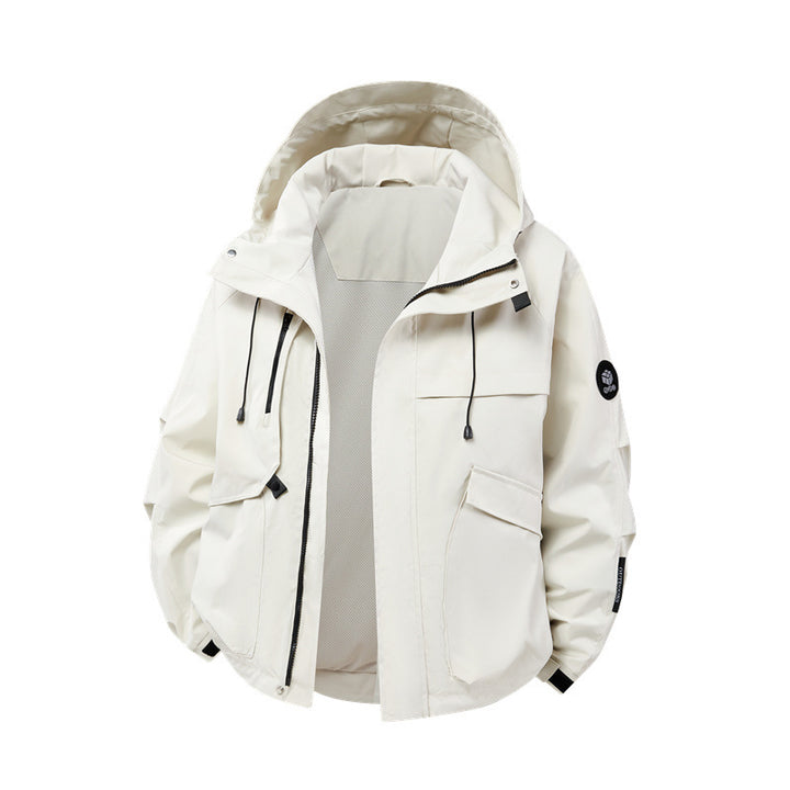 Men's technical outdoor jacket with waterproof material and numerous zippered pockets Lisslune