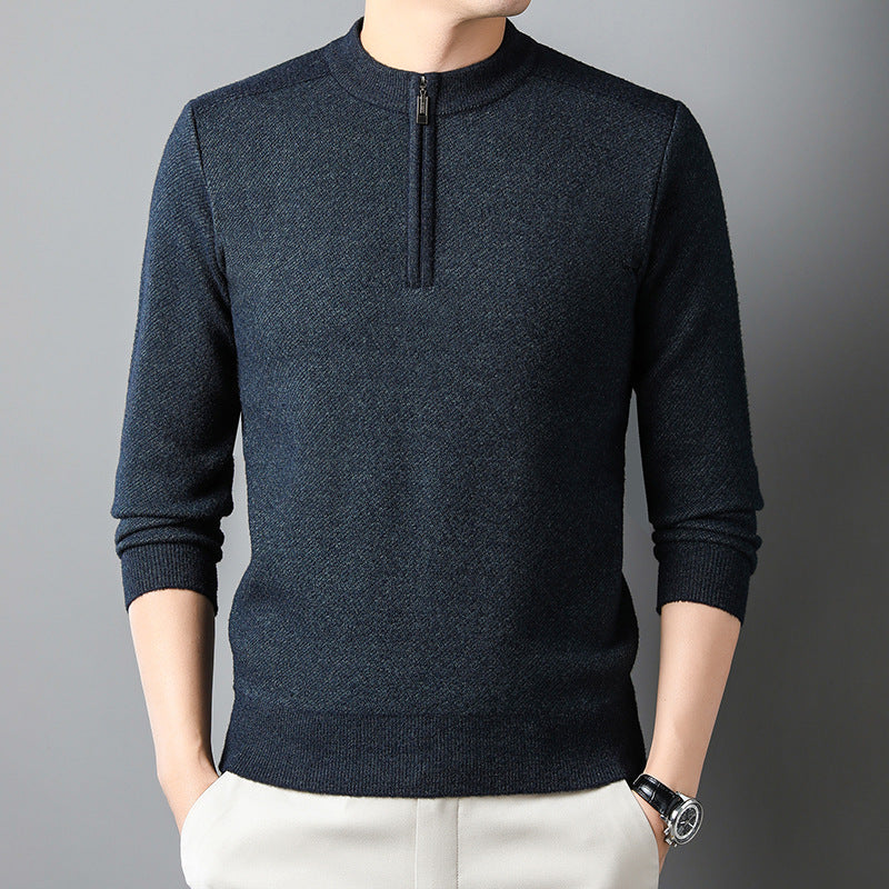 Men's sweater with half zipper and textured design Lisslune