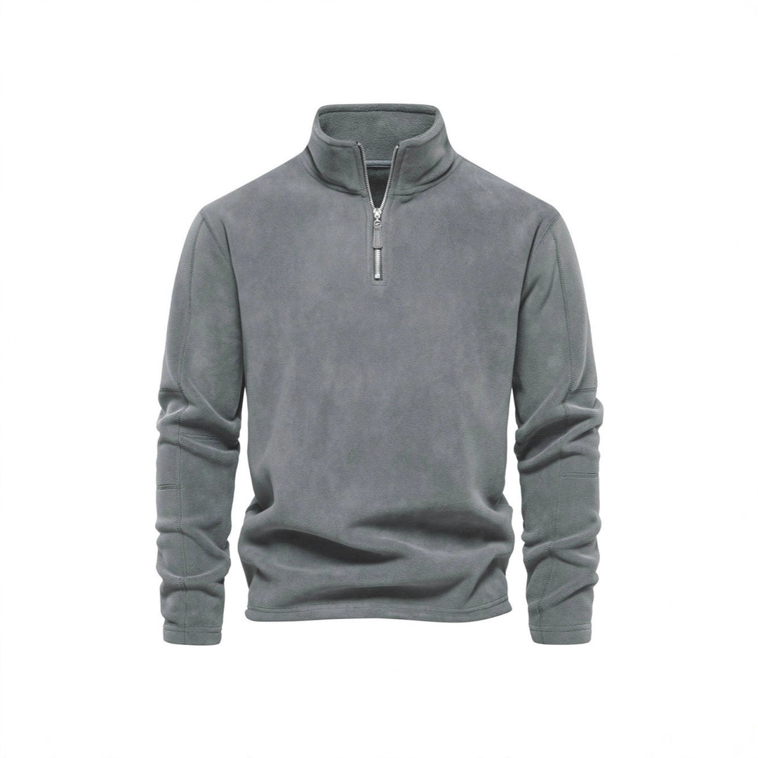 Men's fleece pullover with practical zipper elements and high collar Lisslune