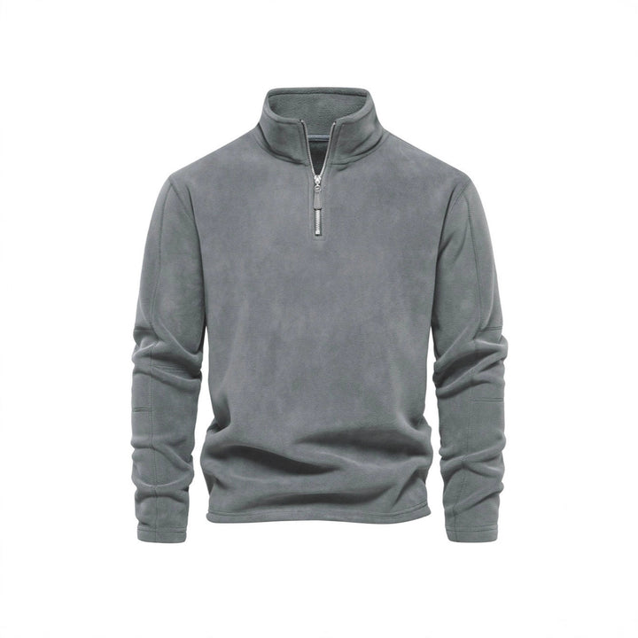 Men's fleece pullover with practical zipper elements and high collar Lisslune