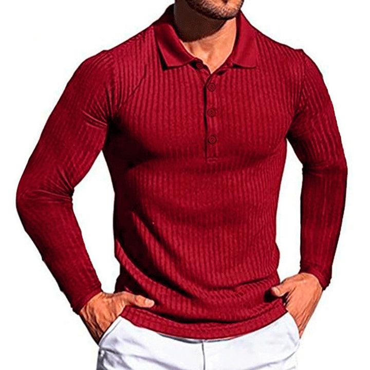 Men's elegant long-sleeved polo shirt in structured design Lisslune