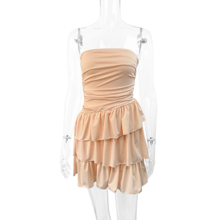 Damen Trägerloses Rüschenkleid mit voluminösem Rock Lisslune