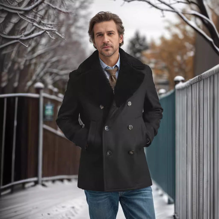 Men's wool coat with contrasting collar Lisslune