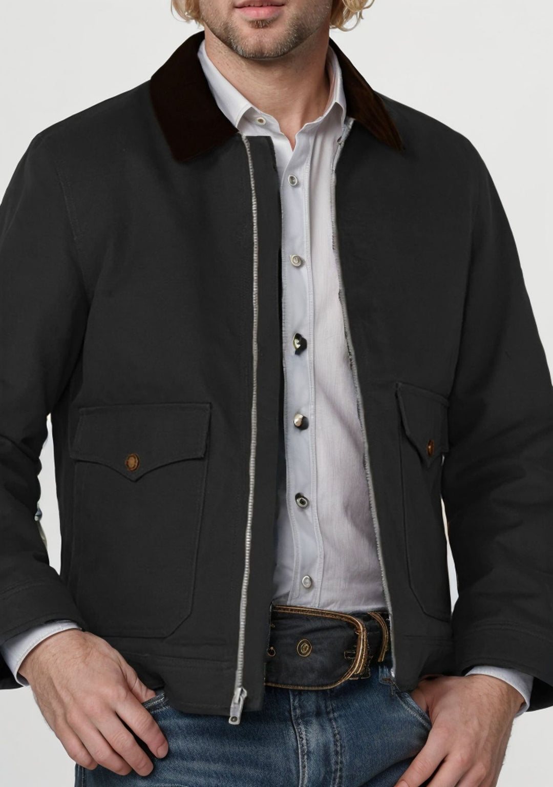 Men's robust cotton jacket with a warmth coat-like collar Lisslune