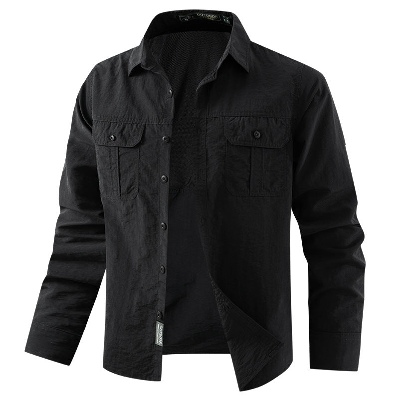 Men's Outdoor Shirt with Breathable Properties and Practical Pockets Lisslune