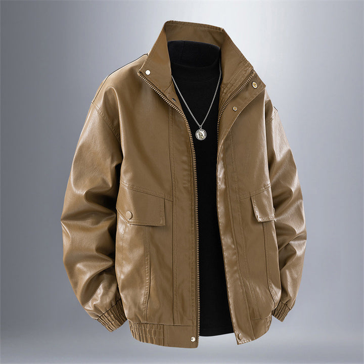 Men's elegant synthetic leather jacket Lisslune