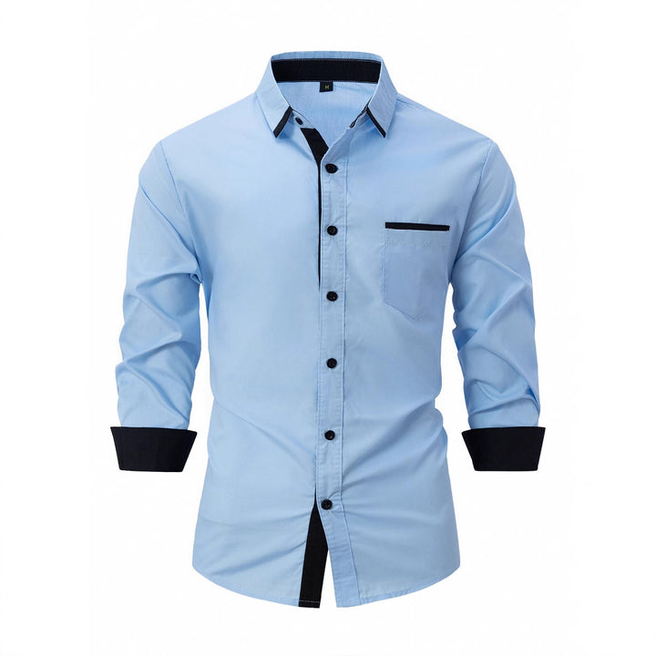 Men's long-sleeve shirt with modern contrasting collar and elegant button placket Lisslune