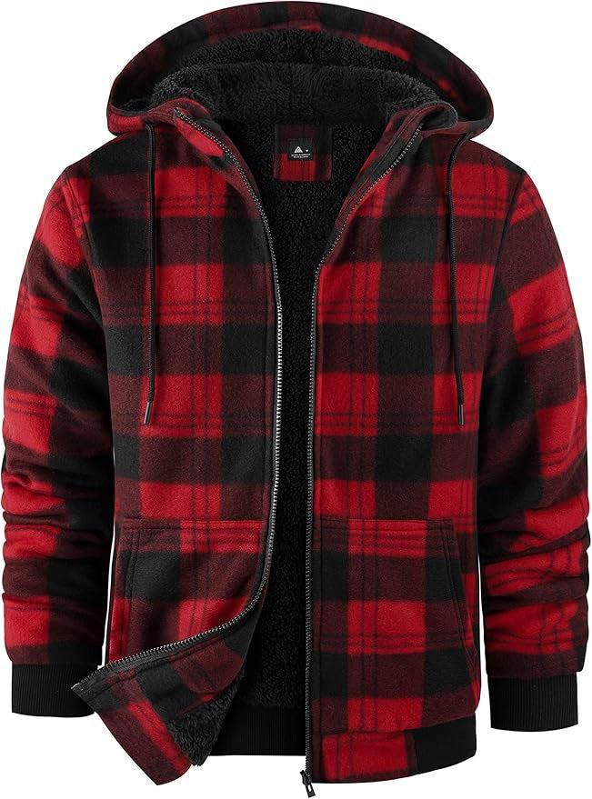 Men's fleece jacket with modern check pattern and cozy inner lining Lisslune