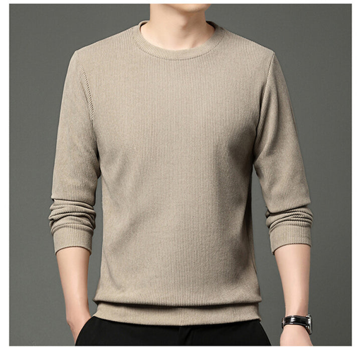 Men fine structured round neck sweater Lisslune