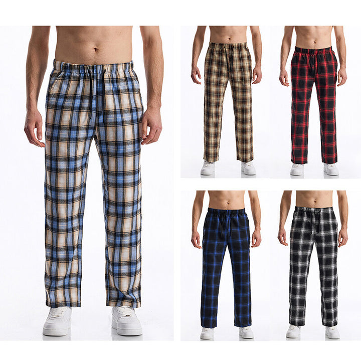 Men's flannel pajama pants with comfortable elastic waistband Lisslune
