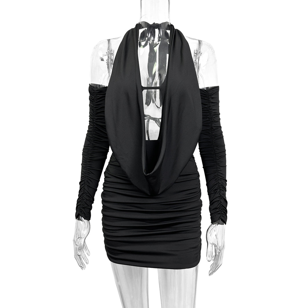 Damen Mini-Kleid mit tiefem V-Ausschnitt und seitlicher Raffung Lisslune