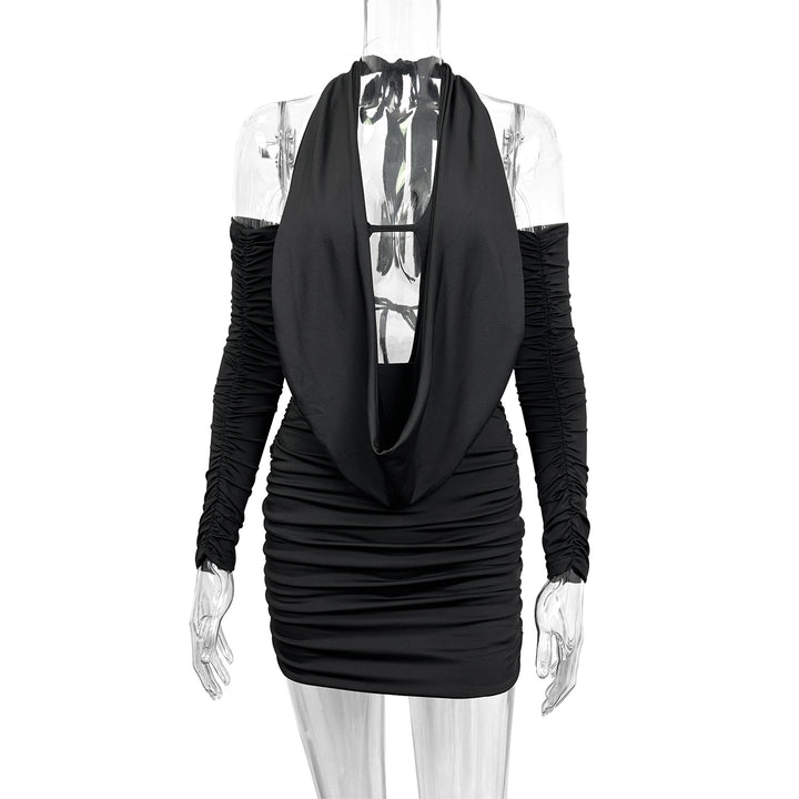 Damen Mini-Kleid mit tiefem V-Ausschnitt und seitlicher Raffung Lisslune